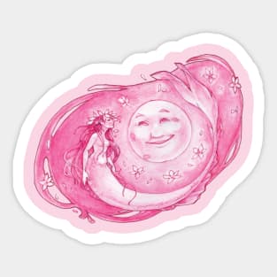 Full Pink Mer Moon Sticker